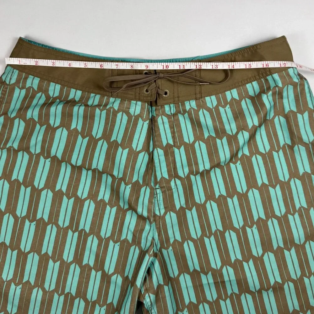 RVCA Artist Network Board Shorts PM Tenore Arrow Pattern Light Blue Brown Sz 38